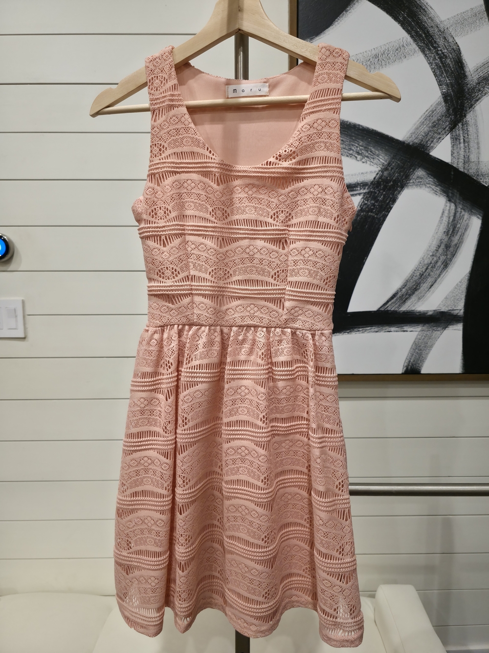 Sleeveless Pink Lace Fit & Flare Mini Dress
